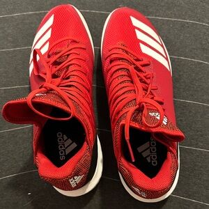 Adidas Red and White Baseball Cleats